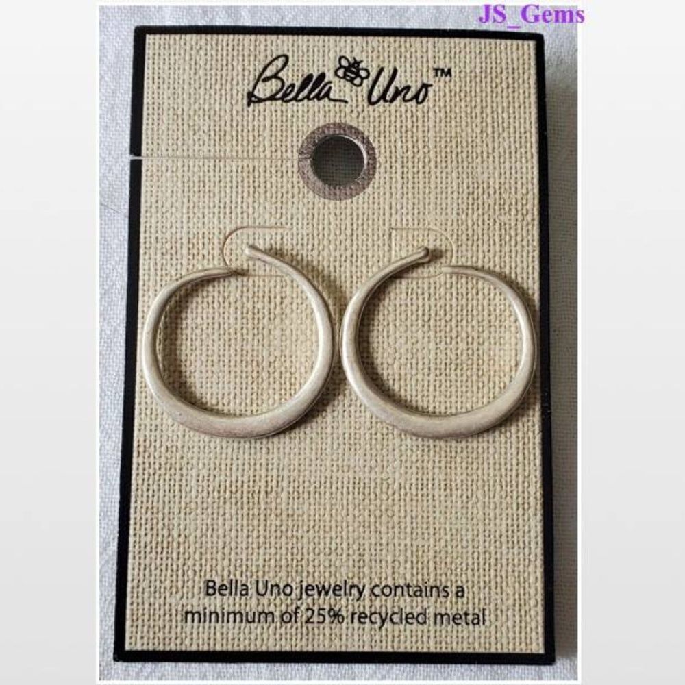 New Bella Uno Earrings Womens OS Hoops Round Silver Jewelry NWT